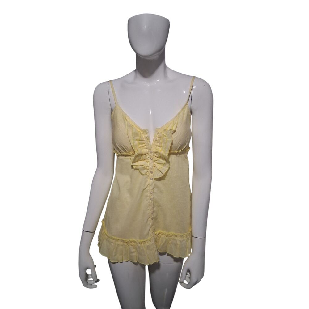 Y2K Junior size M Babydoll Ruffle‎ Grungecore  Indie Sleaze Smocked Tank Top - Picture 3 of 9